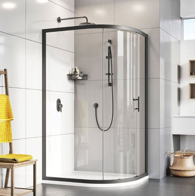 Roman Innov8 Curved Quadrant Shower Enclosure 800 x 900mm - Matt Black - N2SQ8913B - TAP 'N' SHOWER