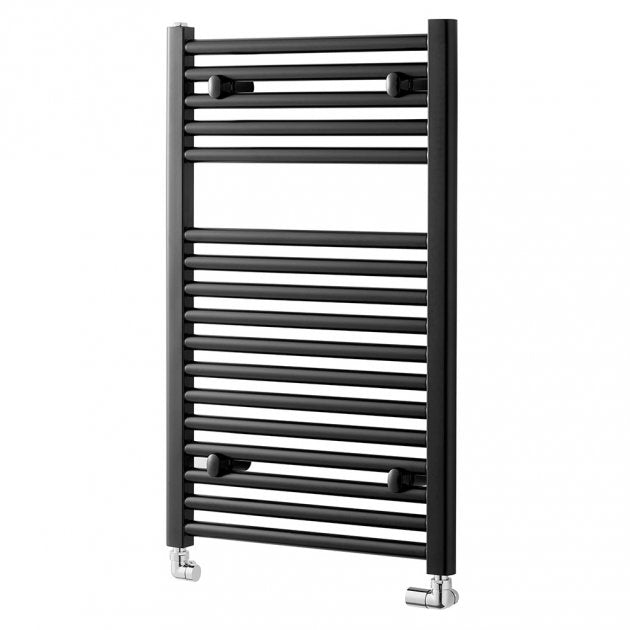 Towelrads Pisa Straight Heated Towel Rail 800mm High x 600mm Wide - Black - 170003 - TAP 'N' SHOWER