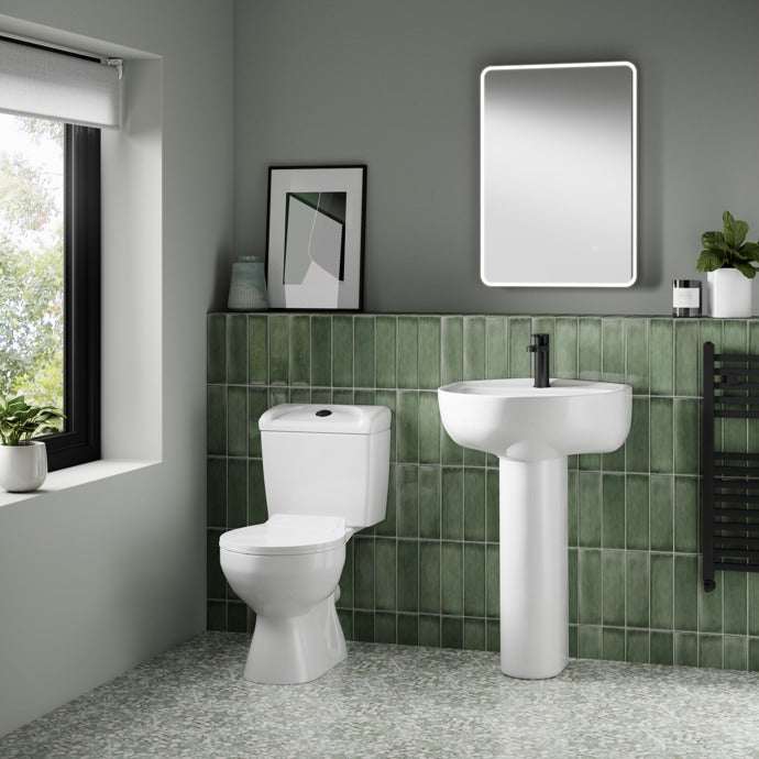 Nuie Melbourne White Contemporary 1 Tap Hole 550mm Basin & Pedestal -
