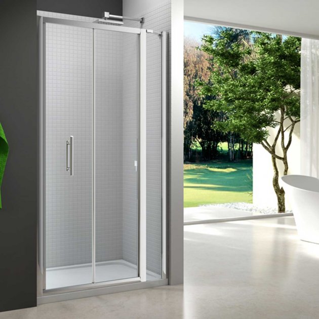 Merlyn 6 Series 760/800mm Wide Inline Bi - Fold Shower Door - 6mm Glass - M67211P2H - TAP 'N' SHOWER