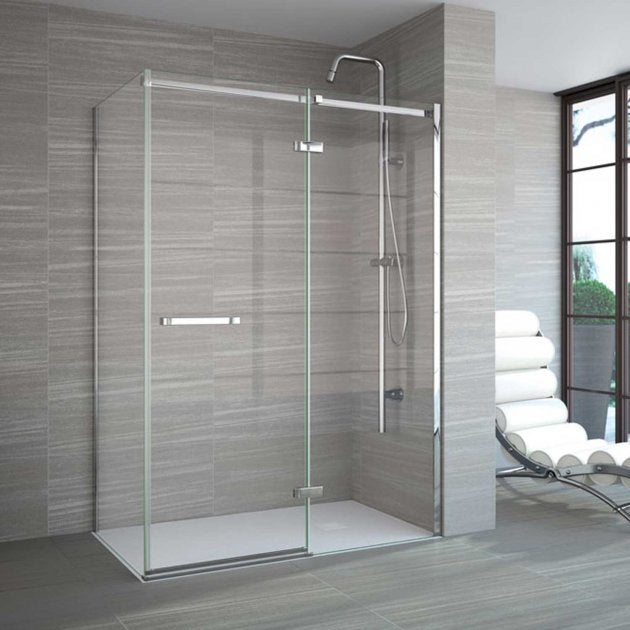 Merlyn 8 Series 1600mm+ Wide Frameless Inline Hinged Shower Door - 8mm Glass - A0611VF - TAP 'N' SHOWER