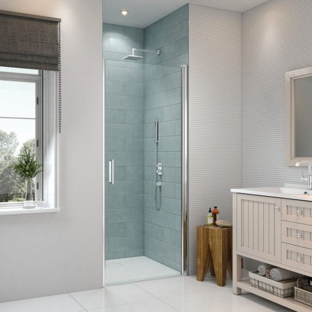 Merlyn 8 Series 950mm to 1000mm Wide Frameless Pivot Shower Door - 8mm Glass - S8FPV100 - TAP 'N' SHOWER