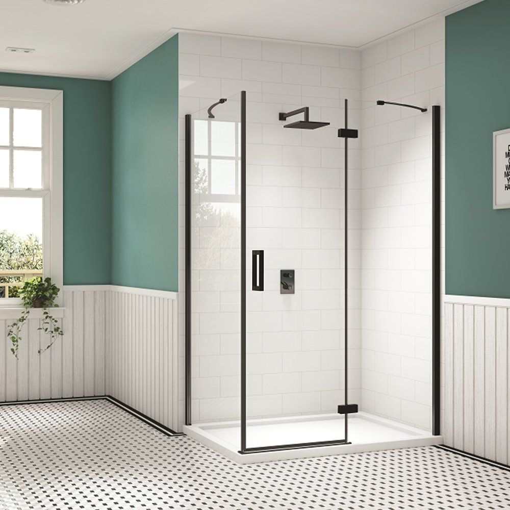 Merlyn Black Hinge and Inline Shower Door Extension Profile 20mm Adjustment - Matte Black - BLKHEXT