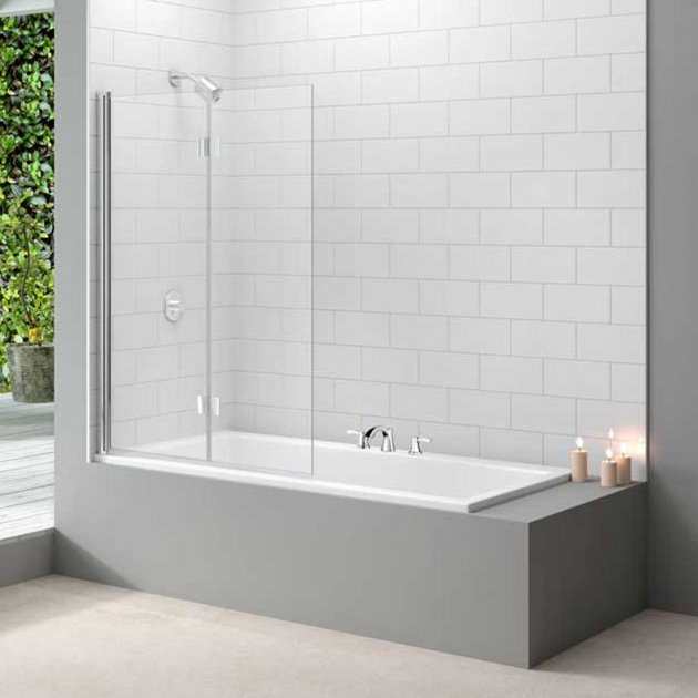 Merlyn Ionic Two Folding Square Bath Screen 1500mm High x 1100mm Wide - 8mm Glass - MB8 - TAP 'N' SHOWER