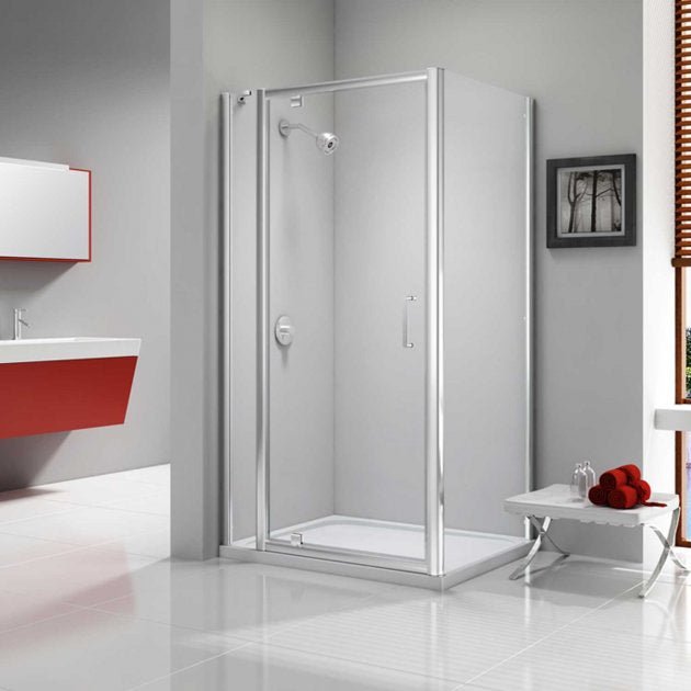 Merlyn Ionic Express 1080mm - 1140mm Wide 6mm Glass Pivot Shower Door and Inline Panel - A030008H - TAP 'N' SHOWER