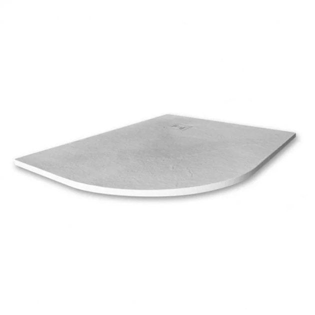 Merlyn TrueStone 1200mm x 900mm Left Handed Offset Quadrant Shower Tray with Waste - Fossil Grey - T129HFL - TAP 'N' SHOWER