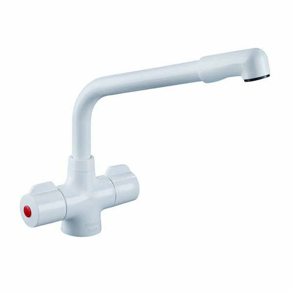 Bristan Manhattan Dual Handle EasyFit Mono Kitchen Sink Mixer Tap - Wh