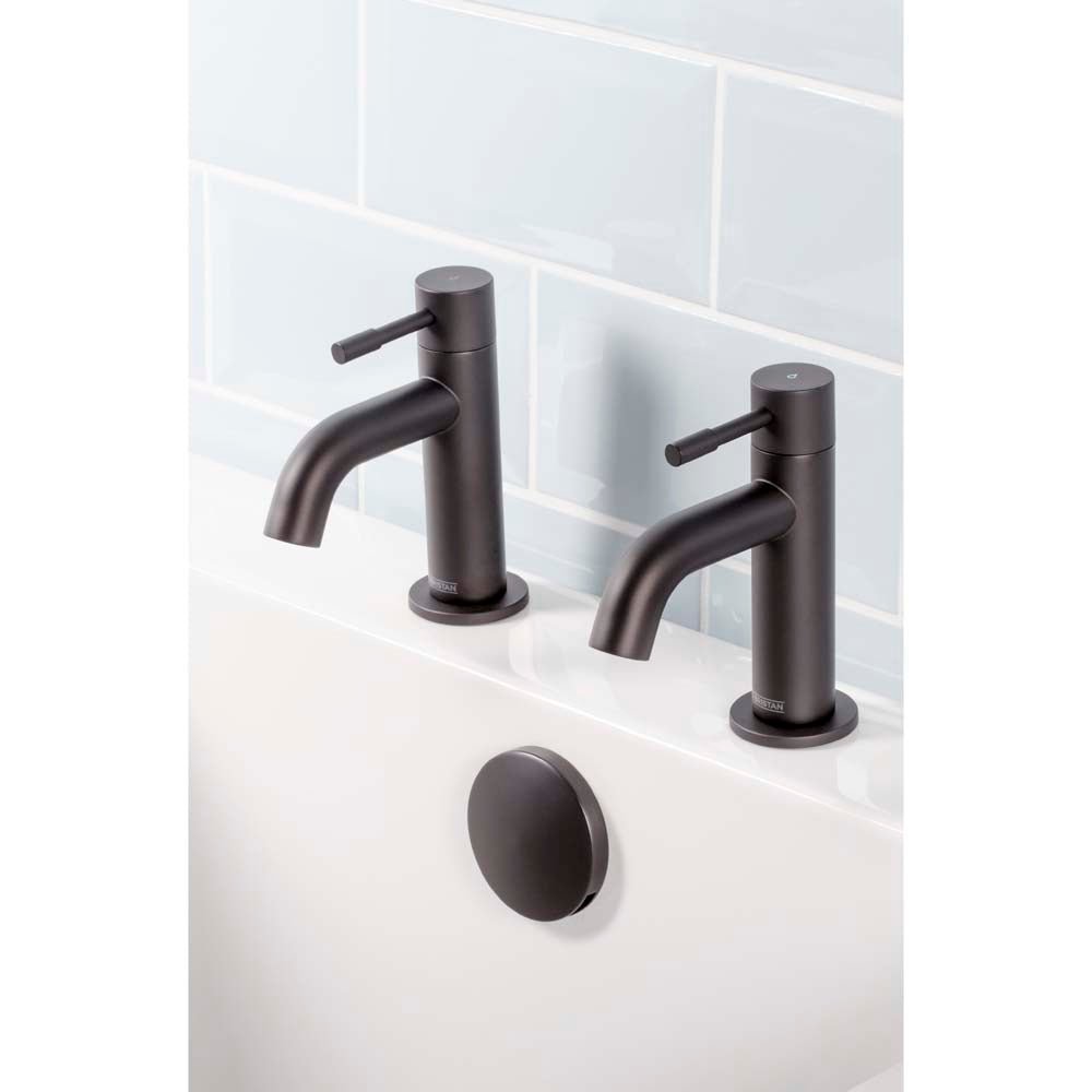 Bristan Mila Bath Pillar Taps - Black - MI 3/4 BLK - TAP 'N' SHOWER