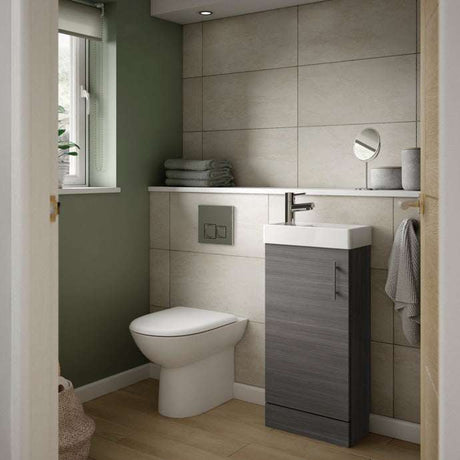 Nuie Vault 1-Door Floor Standing Vanity Unit with Basin 400mm Wide - Brown Grey Avola - MIN003