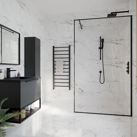 Scudo Minos Framed Glass Panel 700ml - Black - MINFRAME700BLK - TAP 'N' SHOWER