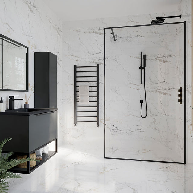 Scudo Minos Framed Glass Panel 700ml - Black - MINFRAME700BLK - TAP 'N' SHOWER