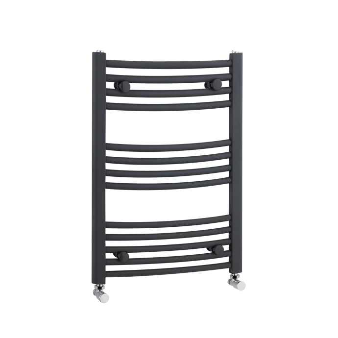 Nuie Curved Heated Towel Rail 700mm High x 500mm Wide - Anthracite - M