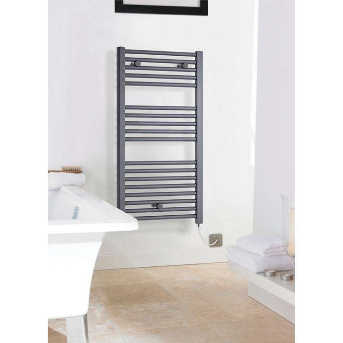 Nuie Heated Electric Towel Rail 720mm High x 400mm Wide - Anthracite - MTY153