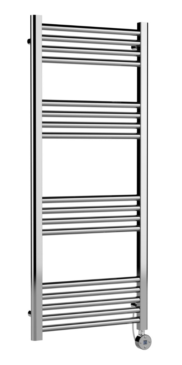 Hudson Reed Electric Round Tube Towel Rail with 17 Bars 1200mm x 500mm - Chrome - MTY360 - TAP 'N' SHOWER