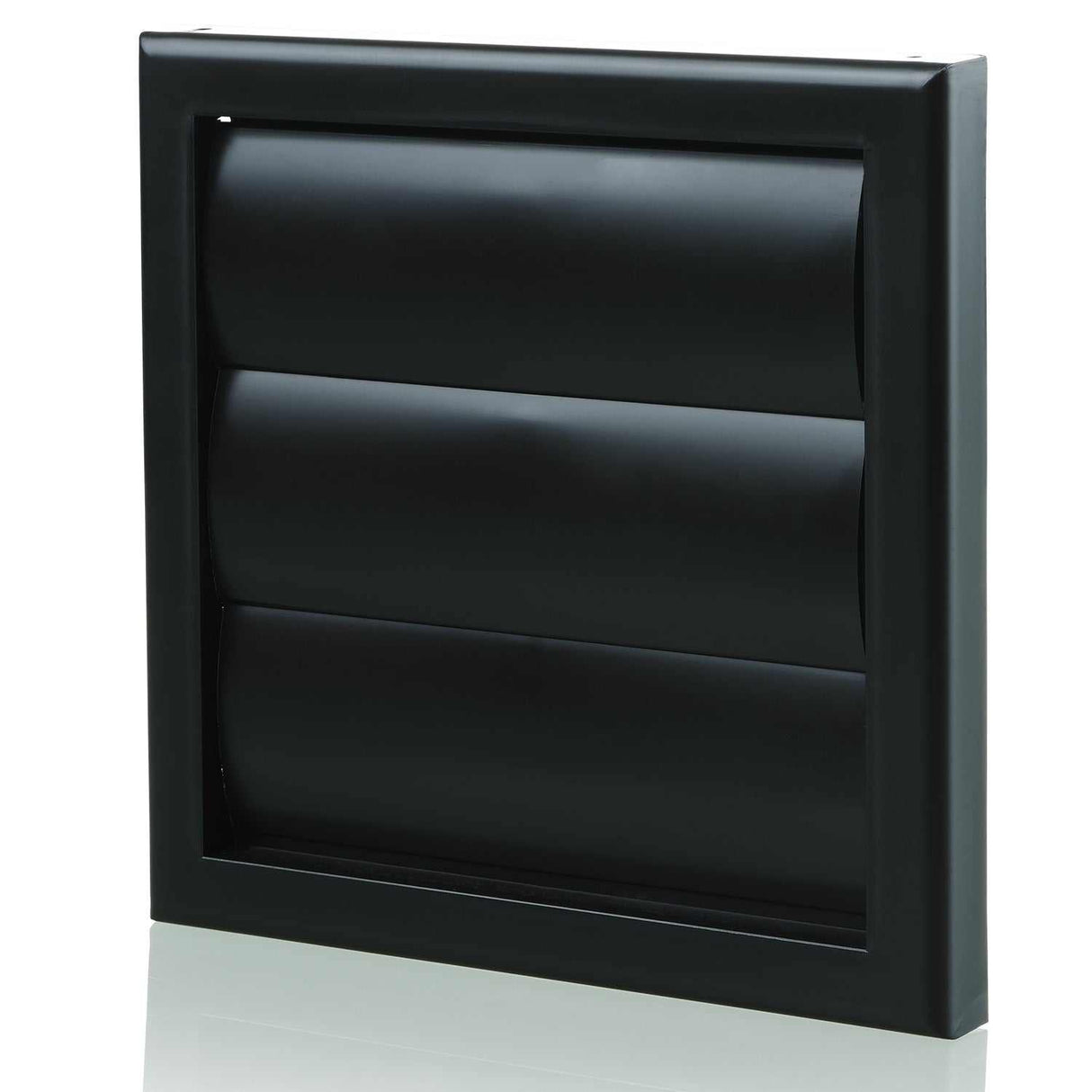 Blauberg Plastic Vented 100mm black plastic vent with gravity shutter for ventilation and weatherproof external mounting
