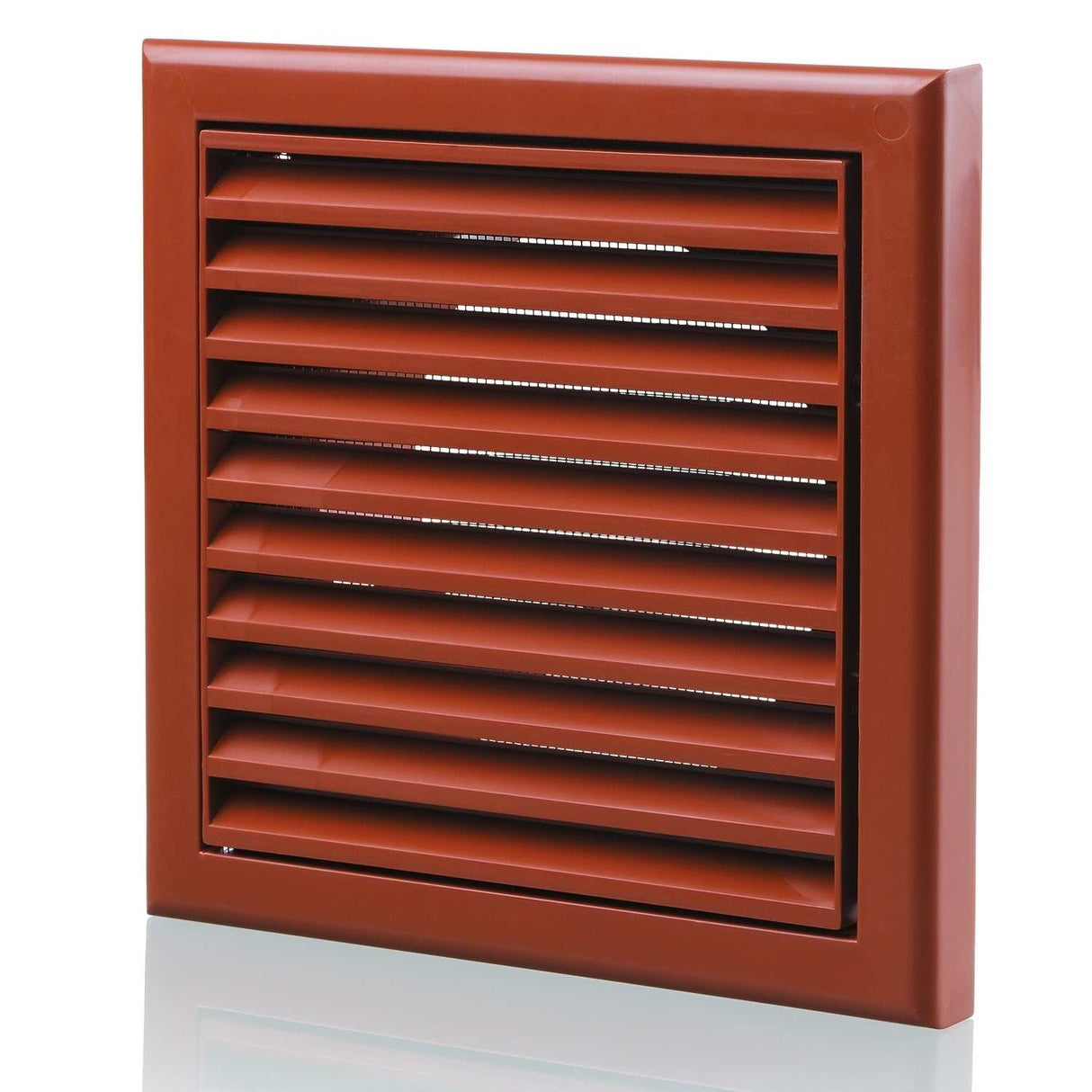 Blauberg Plastic Vented fixed blade air ventilation grille in terracotta with insect mesh and 150mm duct connection