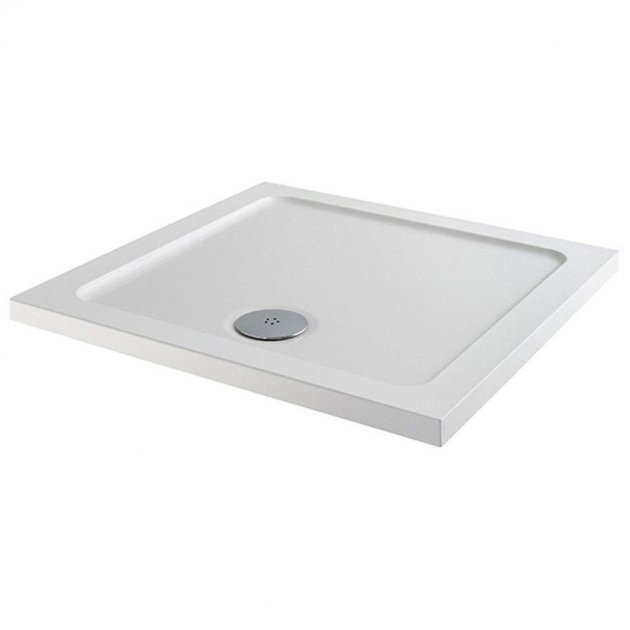 MX Elements Flat Top Square Anti-Slip Shower Tray with Waste 900mm x 900mm - White - ASSCO