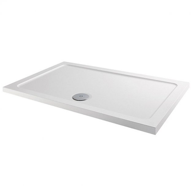 MX Elements Flat Top Anti-Slip Rectangular Shower Tray with Waste 1100mm x 800mm - White - ASSPS