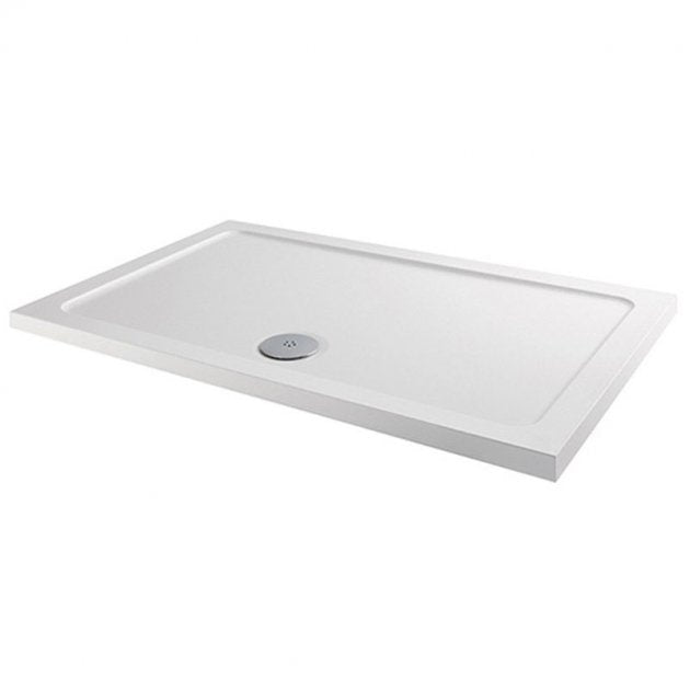 MX Elements Modern Rectangular Anti-Slip Shower Tray with Waste 1400mm x 900mm Flat Top - White - ASSSO