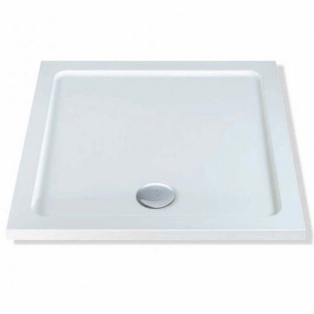 MX Elements Flat Top Square Shower Tray with Waste 700mm x 700mm - White - XHA