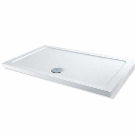 MX Elements white rectangular flat top shower tray with waste 1300x900mm low-profile design