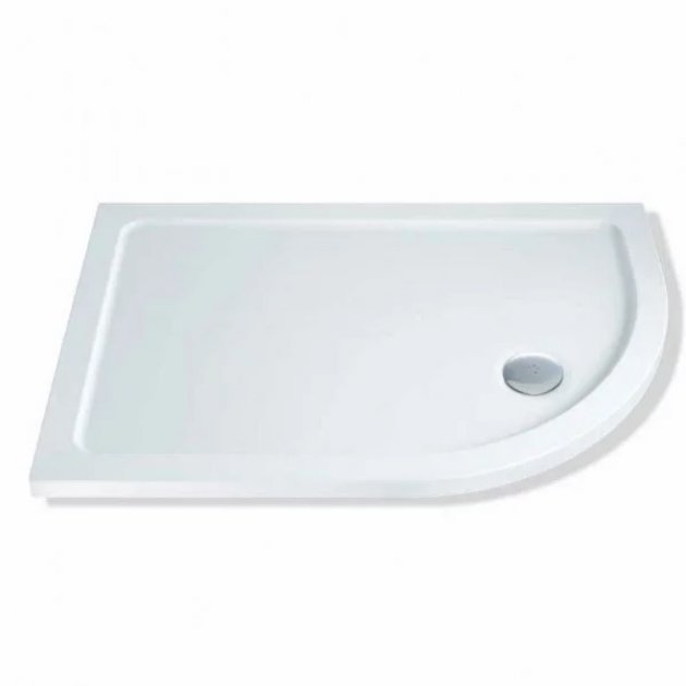 MX Elements Right Handed Offset Quadrant Shower Tray with Waste 900mm x 800mm - White - TNU