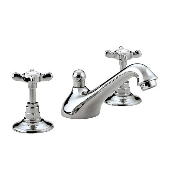 Bristan 1901 Traditional Pop Up Waste 3 Hole Basin Mixer Tap with Ceramic Disc Valves - Chrome - N 3HBAS C CD - TAP 'N' SHOWER