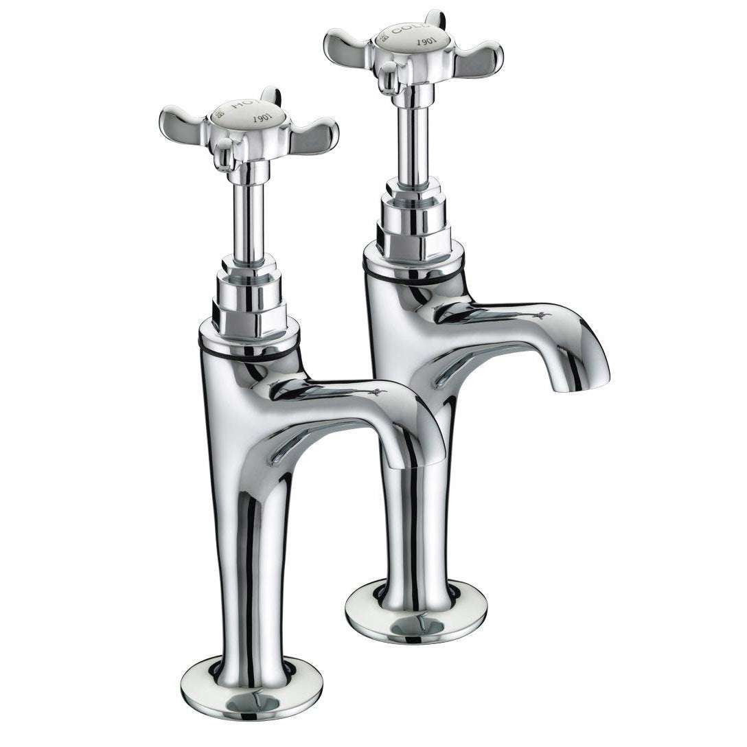 Bristan 1901 Traditional High Neck Kitchen Sink Taps Pair - Chrome - N