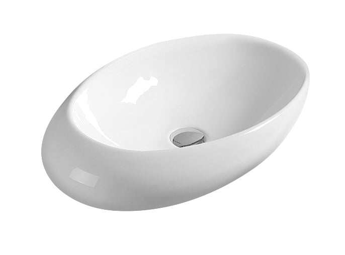 Hudson Reed Vessel Sit-On white oval countertop basin 490mm wide with 0 tap hole design