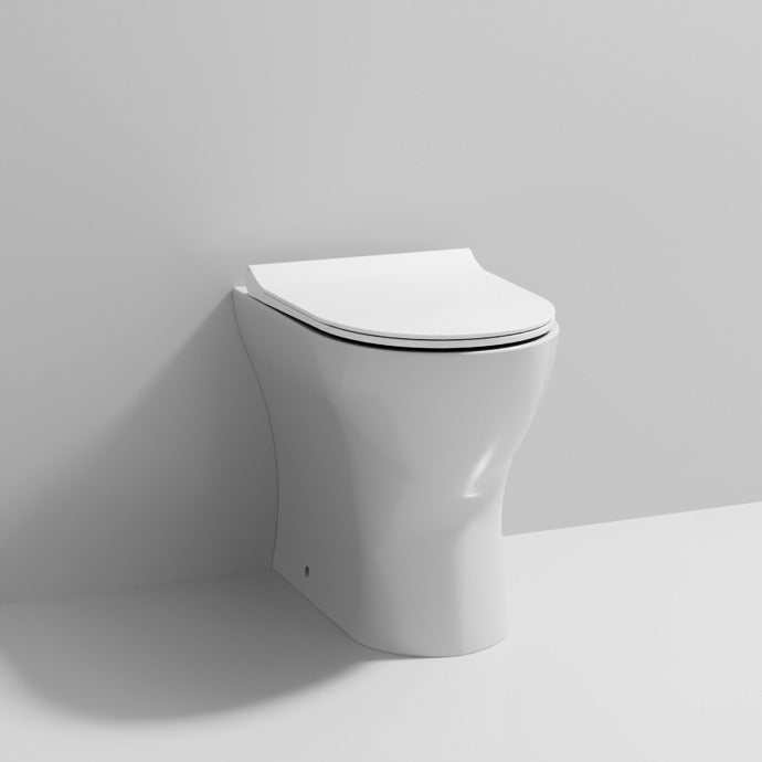 Nuie Freya Soft Close Seat Rimless Back to Wall Toilet Pan 500mm Projection - White - NCG306 - TAP 'N' SHOWER
