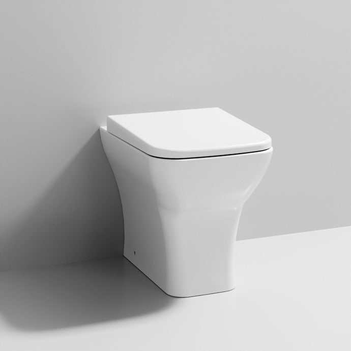 Nuie Ava Soft Close Seat 500mm Projection Back to Wall Rimless Toilet Pan - White - NCG406 - TAP 'N' SHOWER