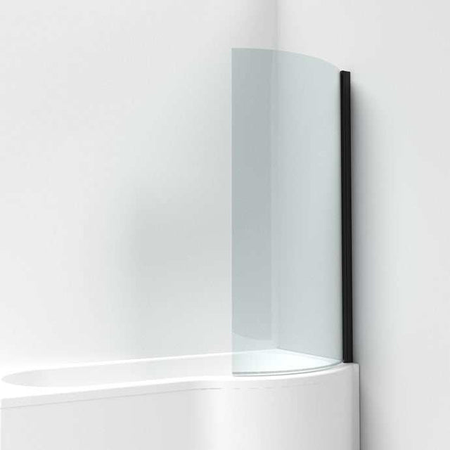 Nuie Pacific Black P-Shaped Bath Screen 1433mm Height x 715mm Wide - 6mm Glass - NCS0BP