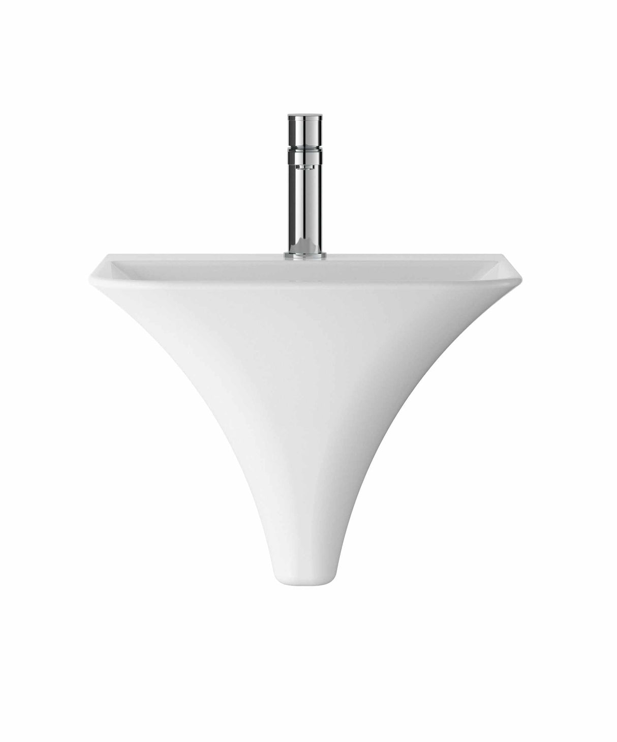 Hudson Reed Grace white wall hung square cloakroom basin with single tap hole and 460mm width