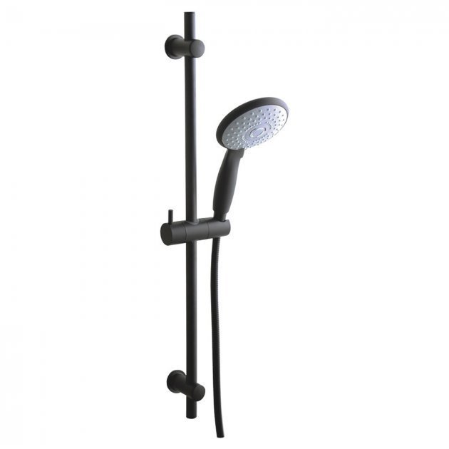 Niagara Equate Round Deluxe Adjustable Slide Rail Shower Kit with Handset In Matt Black - 9353BL - TAP 'N' SHOWER