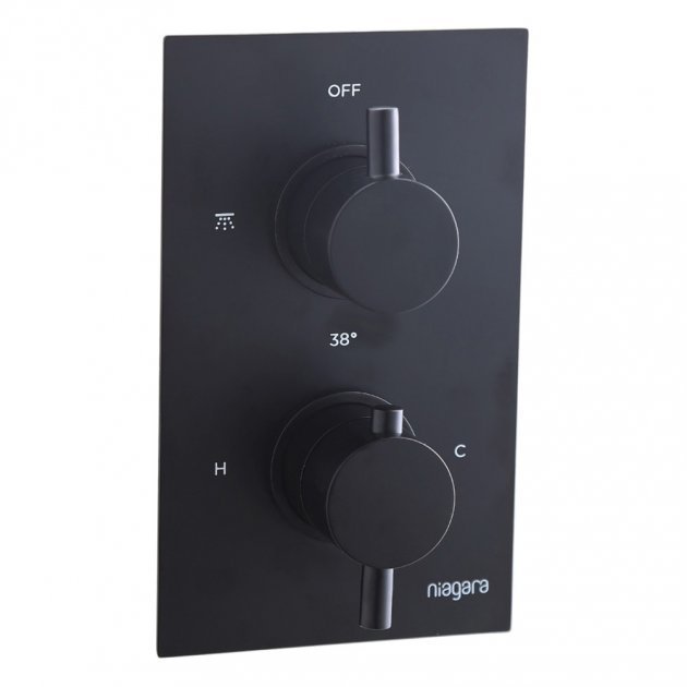 Niagara Equate Round Concealed Twin Thermostatic Shower Valve Only In Matt Black - 9312BL - TAP 'N' SHOWER