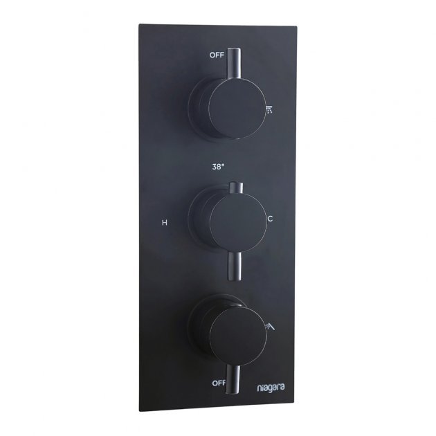 Niagara Equate Round Concealed Thermostatic Triple Shower Valve Only In Matt Black - 9313BL