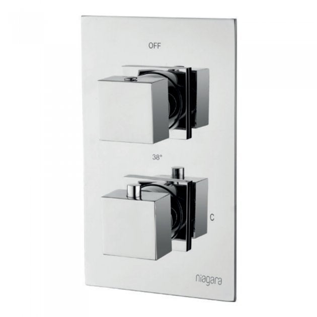 Niagara Observa Square Twin Concealed Thermostatic Shower Valve Only In Chrome - 9310