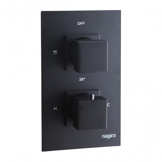Niagara Observa Square Concealed Twin Thermostatic Shower Valve Only In Matt Black - 9310BL - TAP 'N' SHOWER