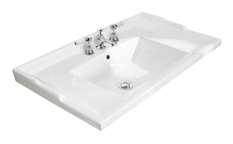 Hudson Reed Old London Traditional Basin 3 Tap Hole 800mm - White - NLV035 - TAP 'N' SHOWER