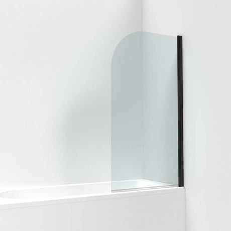Nuie Pacific Round Top Hinged Bath Screen 1430mm Height x 785mm Wide - Matt Black - NSS7BP