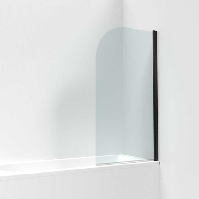 Nuie Pacific Round Top Hinged Bath Screen 1430mm Height x 785mm Wide - Matt Black - NSS7BP