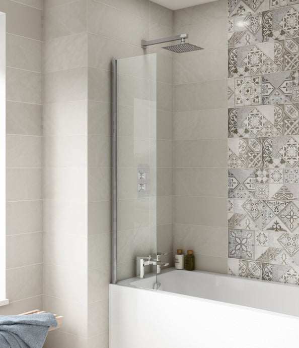 Nuie Straight Bath Screens Polished Chrome Contemporary 350mm Fixed Screen - NSSF1