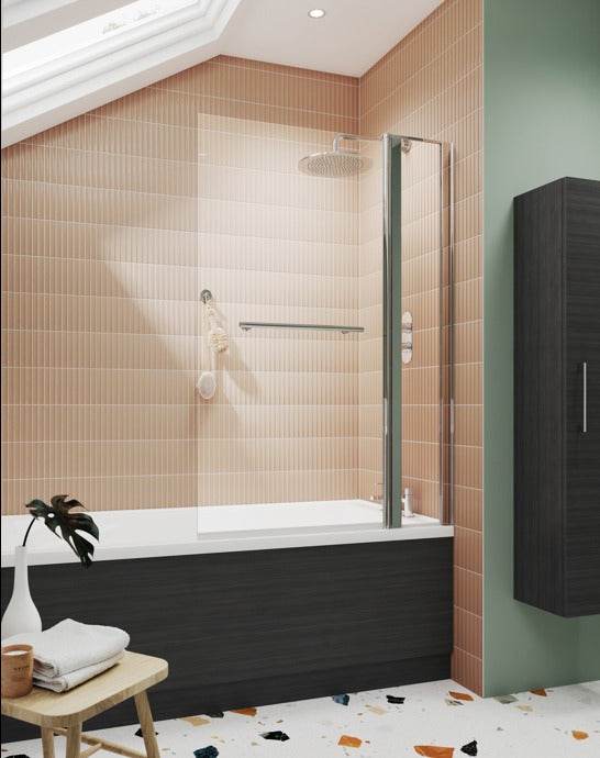 Nuie Bath Screens Polished Chrome Contemporary Square Screen With Fixe