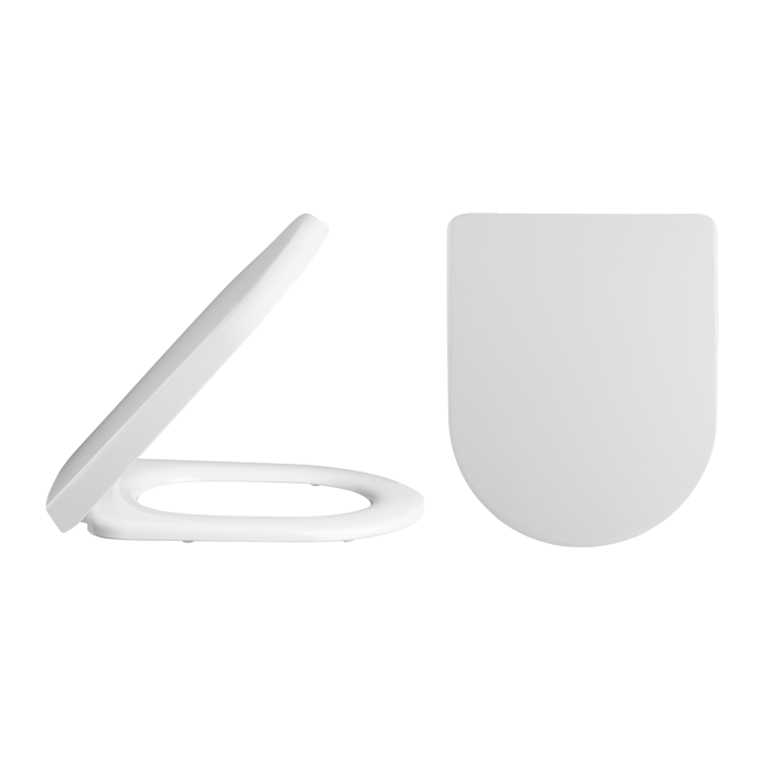 Nuie Asselby D-Shape Soft Close Hinge Thermoplastic Toilet Seat - Whit