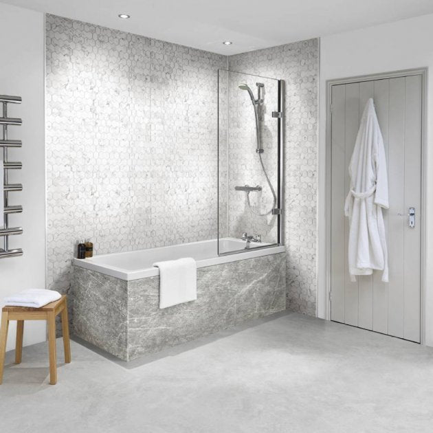 Nuance Postformed Roccia White Lightning Fossil Lightning Fossil Wall Panel 2420mm High X 1200mm Wide - 813727 - TAP 'N' SHOWER