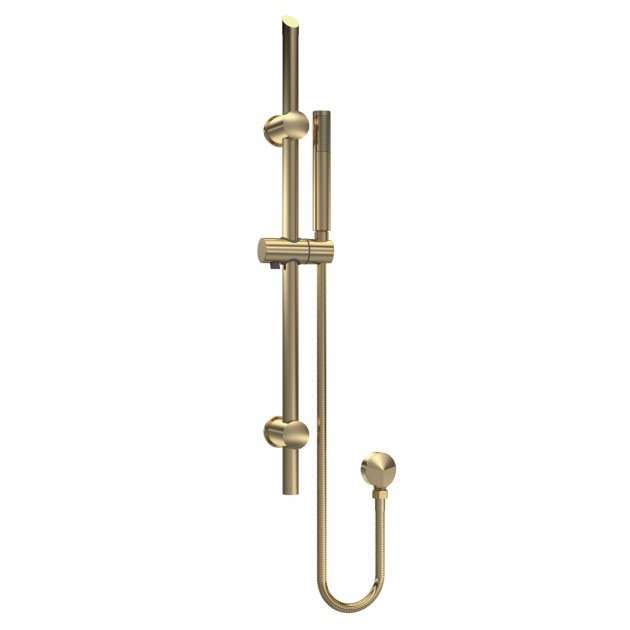 Nuie Arvan Slider Rail Round Shower Kit with Outlet Elbow - Brushed Brass - STY842