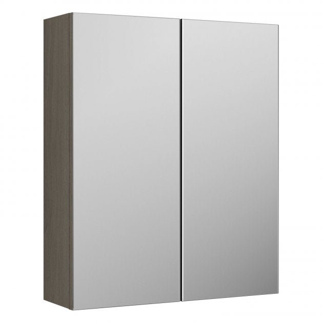 Nuie Arno 715mm High x 600mm Wide Mirrored Bathroom Cabinet (50/50) - Grey Vicenza Oak - OFF2517 - TAP 'N' SHOWER