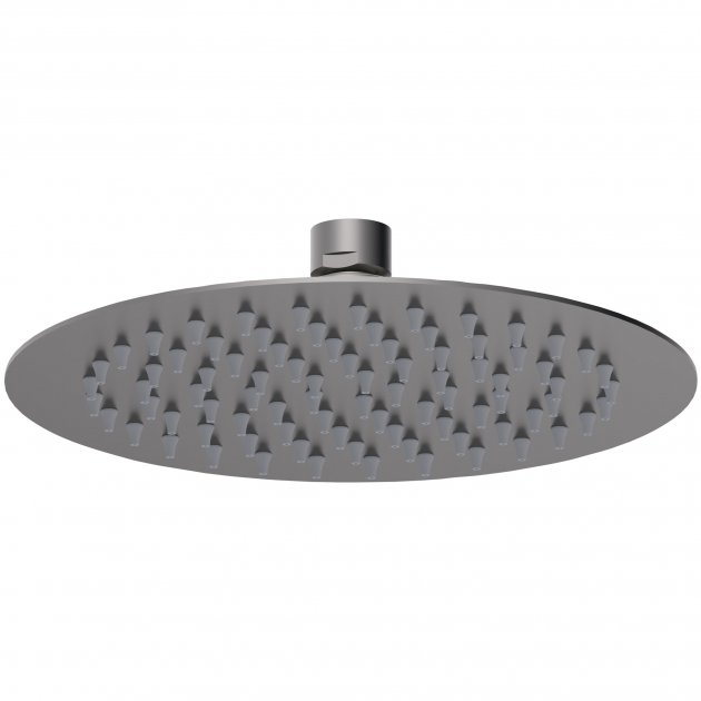 Nuie Arvan 200mm x 200mm Round Fixed Shower Head - Brushed Gun Metal - A7082 - TAP 'N' SHOWER