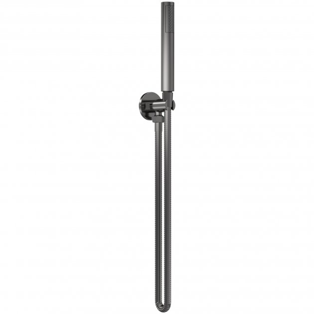 Nuie Arvan Round Pencil Shower Handset with Hose and Bracket - Brushed Gun Metal - A7263 - TAP 'N' SHOWER