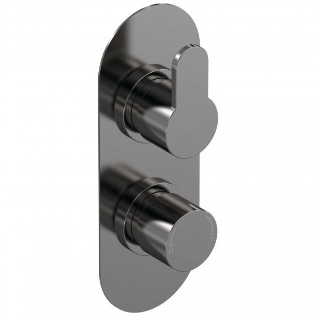 Nuie Arvan Thermostatic Concealed Shower Valve with Diverter Dual Handle - Brushed Gun Metal - ARV7TW02 - TAP 'N' SHOWER